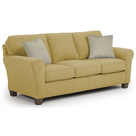 Customizable Transitional Sofa with Rolled arms and Tapered Block Legs